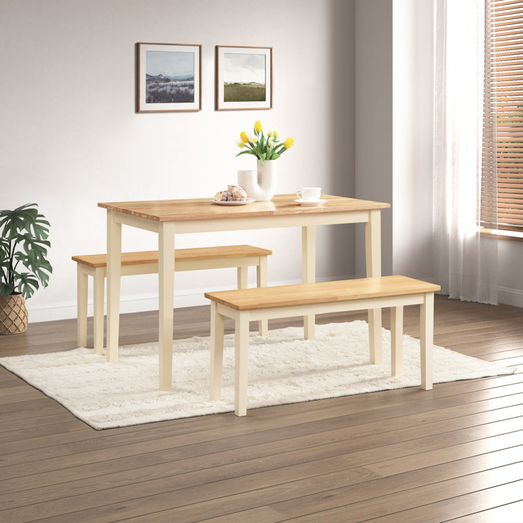 Marlow Home Co. Alissah Solid Wood Farmhouse Dining Table Set with x2 ...